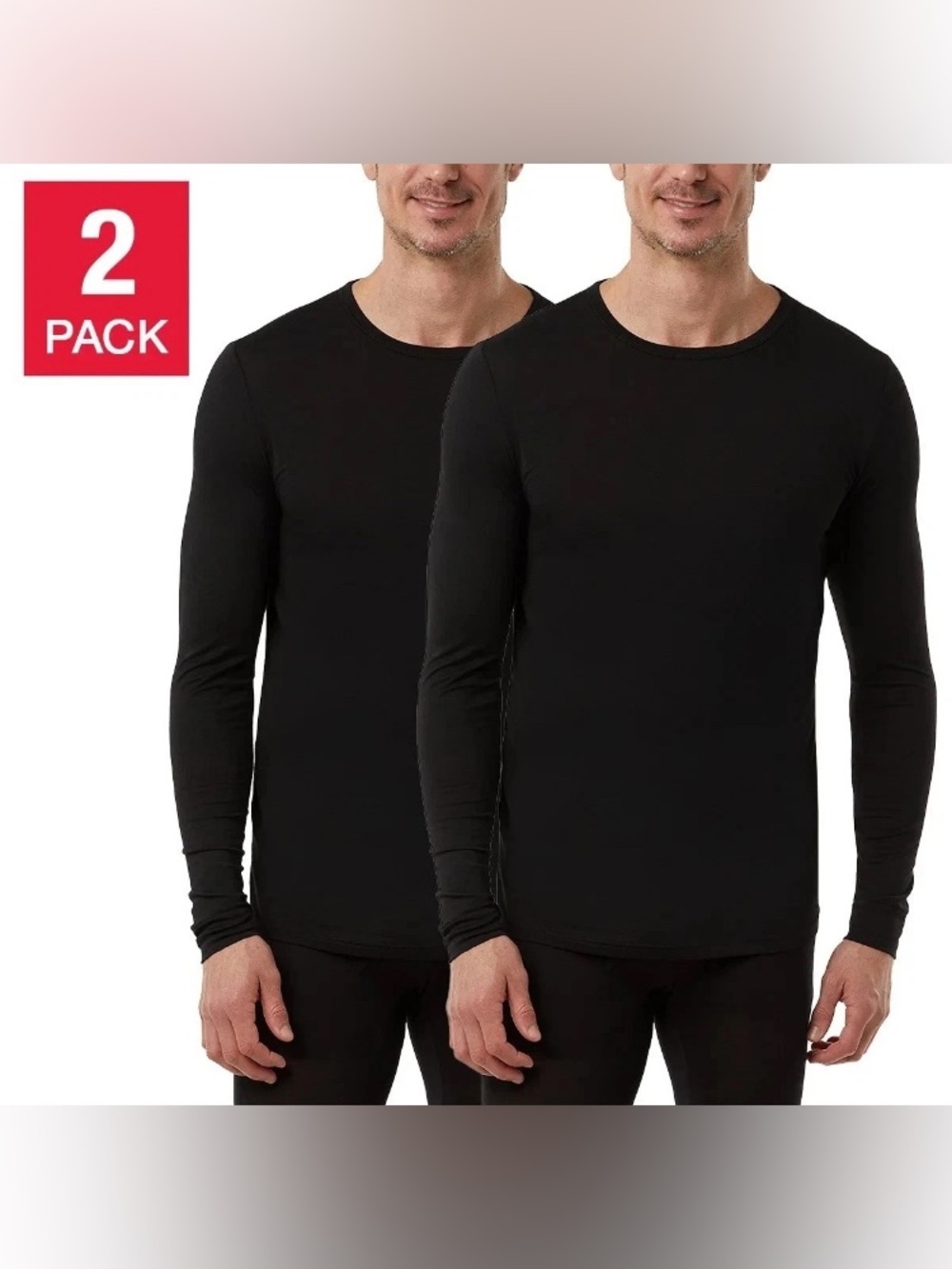 32 Degrees Heat Men's Size L 2-Pack Long Sleeve Base Layer Shirts Black New!